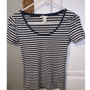Navy blue and white striped top
